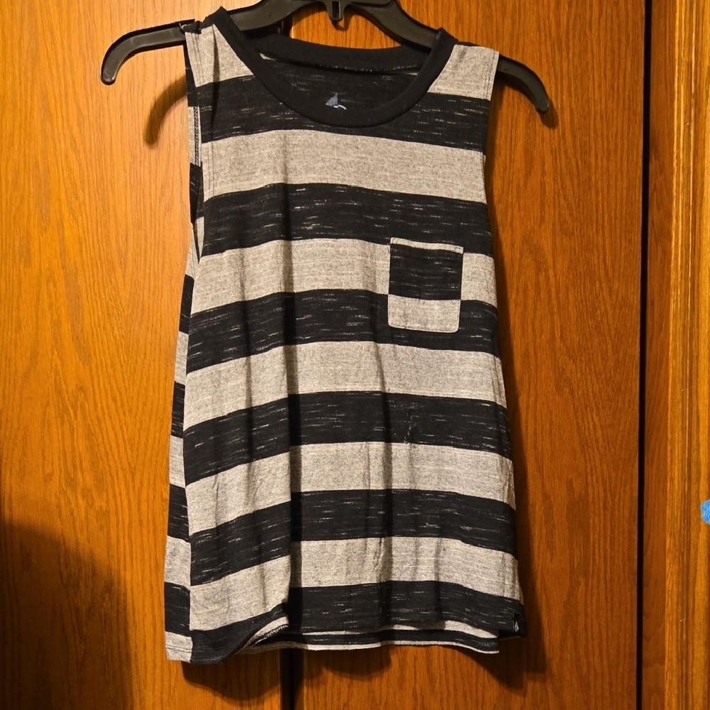 Sale 3 For $40 Volcom Black and Gray Striped Muscle Tee